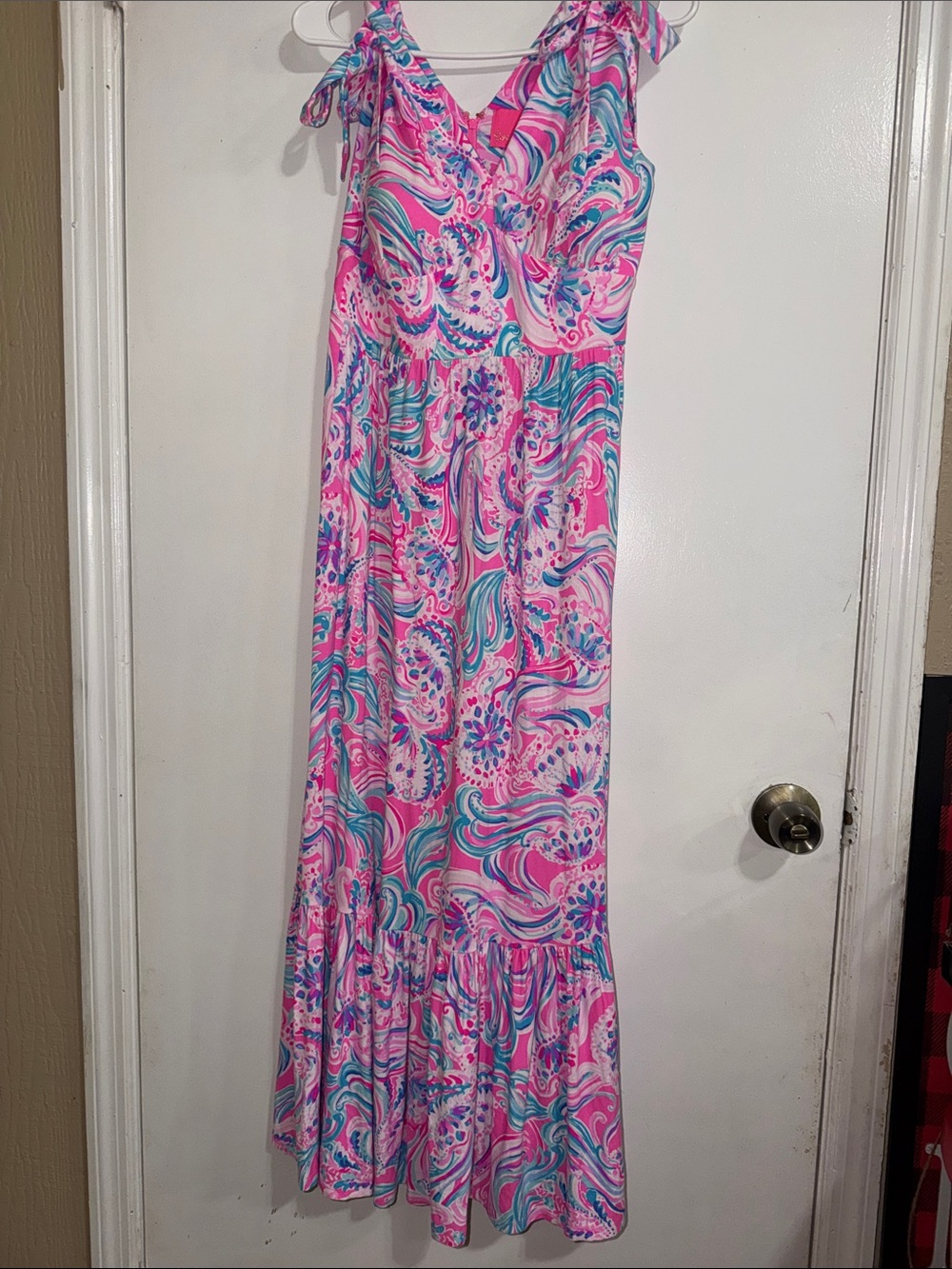 Lilly Pulitzer Pink & Teal Swirl Floral Maxi Skirt
